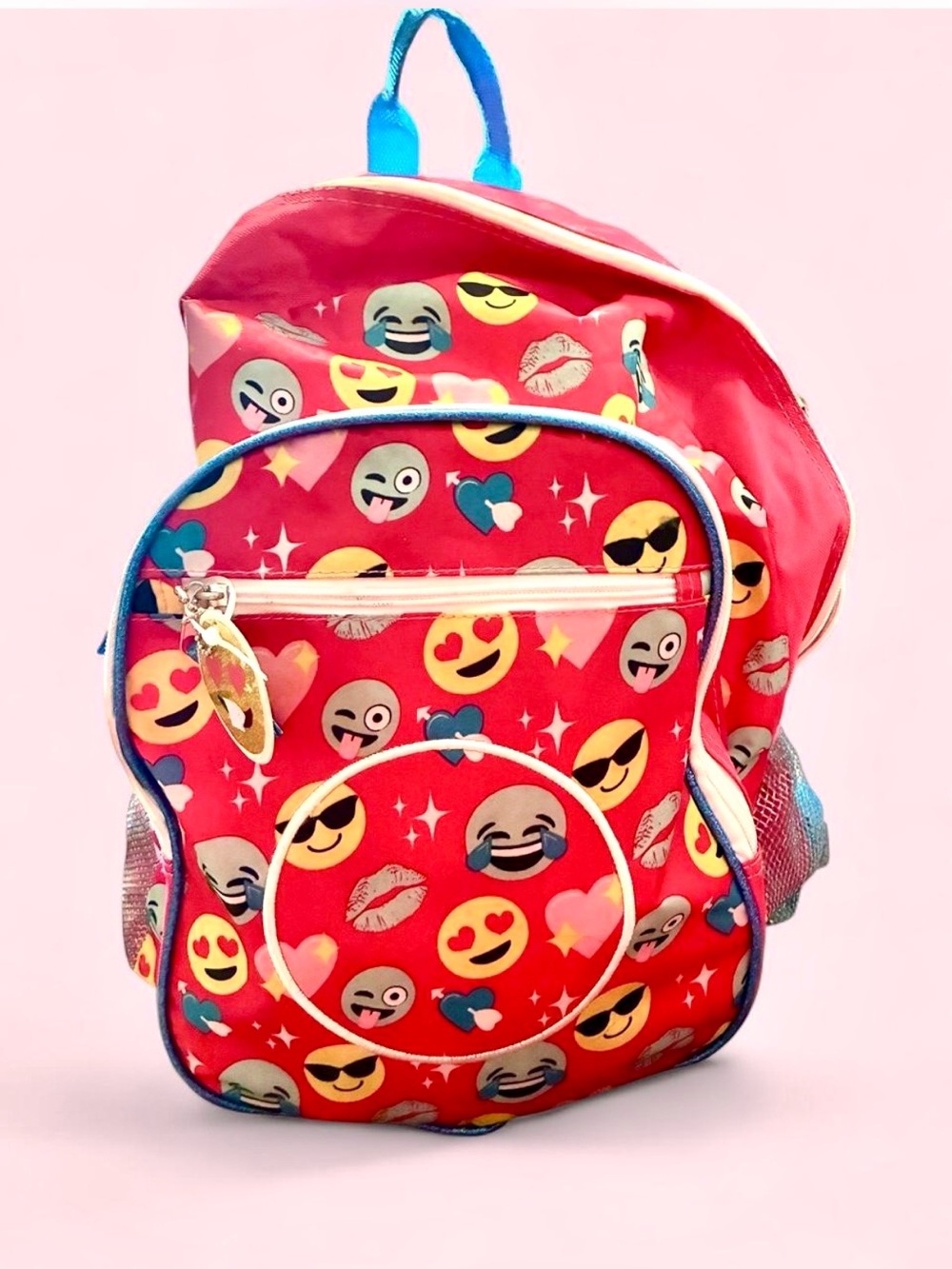 Kids Emoji Print Pink Backpack - Cute School Bag